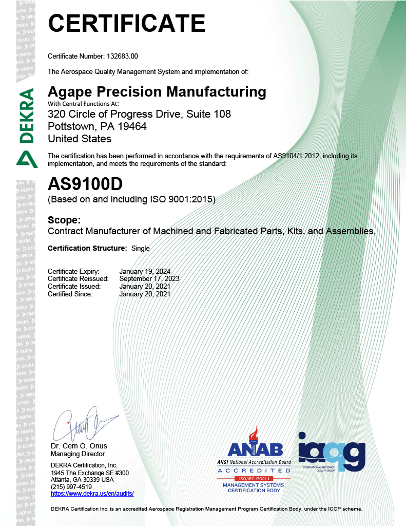 agape as9100d cert