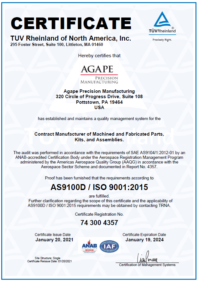 agape as9100d cert