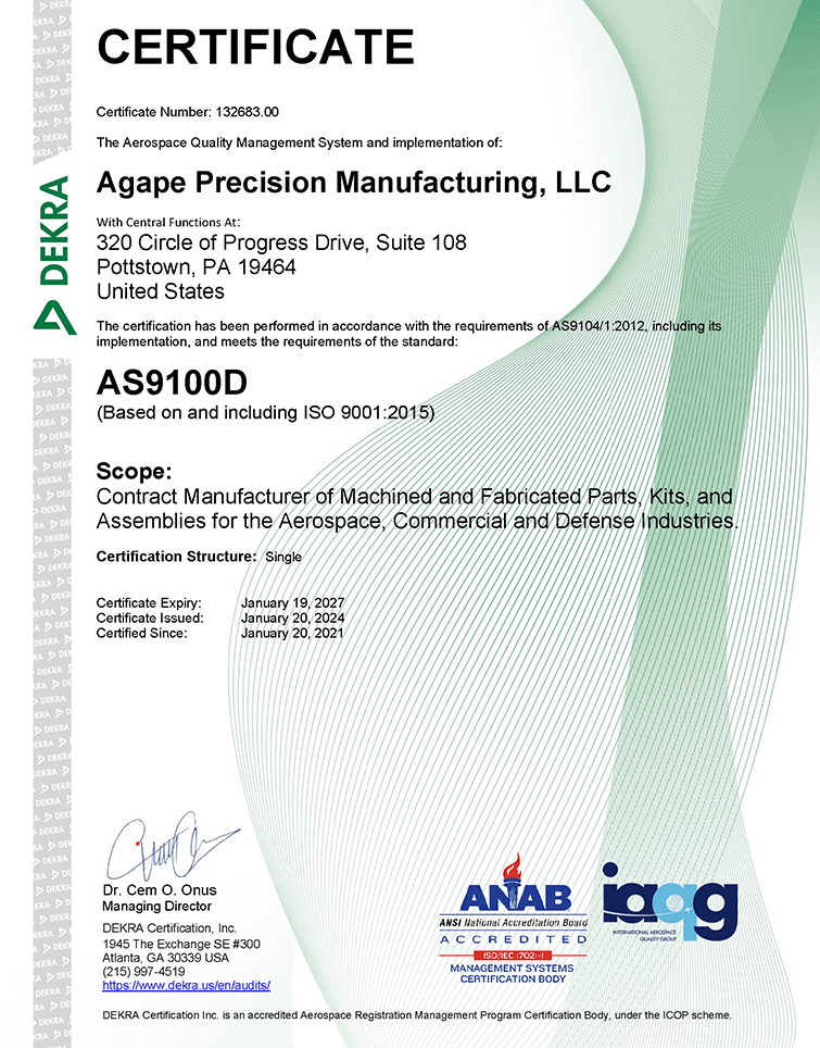 agape as9100d cert